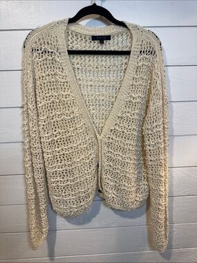 SWTR Cream Open-Knit V-Neck Cardigan Sweater- MEDIUM